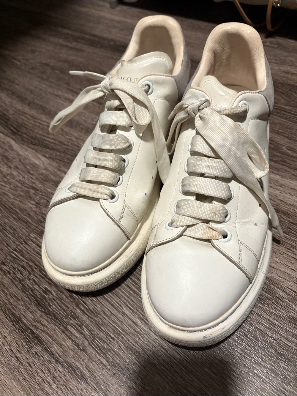 Alexander McQueen White Leather Lace-Up Sneakers